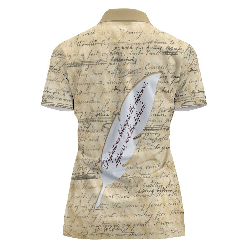 Toni Morrison Women Polo Shirt Handwritten Manuscript Powerful Portrait with Feather Pen Quote - Wonder Print Shop