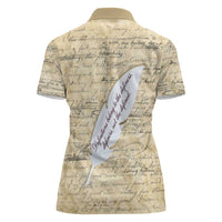 Toni Morrison Women Polo Shirt Handwritten Manuscript Powerful Portrait with Feather Pen Quote - Wonder Print Shop