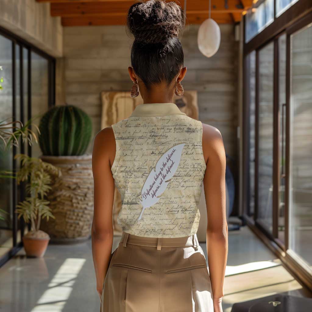 Toni Morrison Women Sleeveless Polo Shirt Handwritten Manuscript Powerful Portrait with Feather Pen Quote - Wonder Print Shop