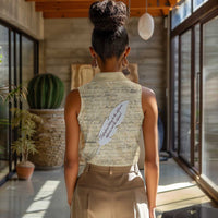 Toni Morrison Women Sleeveless Polo Shirt Handwritten Manuscript Powerful Portrait with Feather Pen Quote - Wonder Print Shop