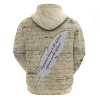 Toni Morrison Zip Hoodie Handwritten Manuscript Powerful Portrait with Feather Pen Quote - Wonder Print Shop