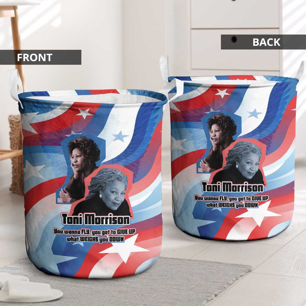 Toni Morrison Laundry Basket Abstract Wings Design Empowering Quote Dual Portrait Celebration of Literary Freedom - Wonder Print Shop