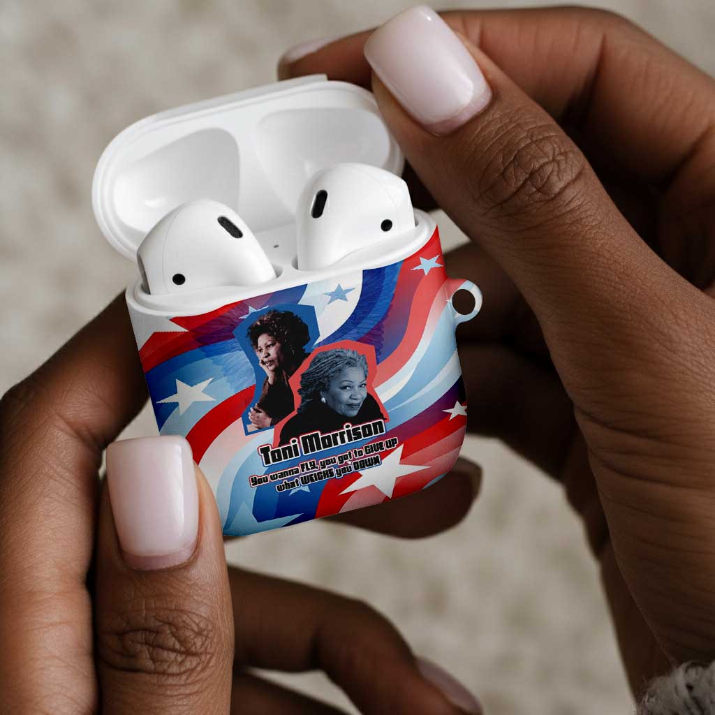 Toni Morrison AirPods Case Abstract Wings Design Empowering Quote Dual Portrait Celebration of Literary Freedom - Wonder Print Shop