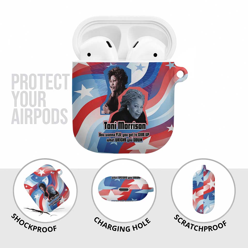 Toni Morrison AirPods Case Abstract Wings Design Empowering Quote Dual Portrait Celebration of Literary Freedom - Wonder Print Shop