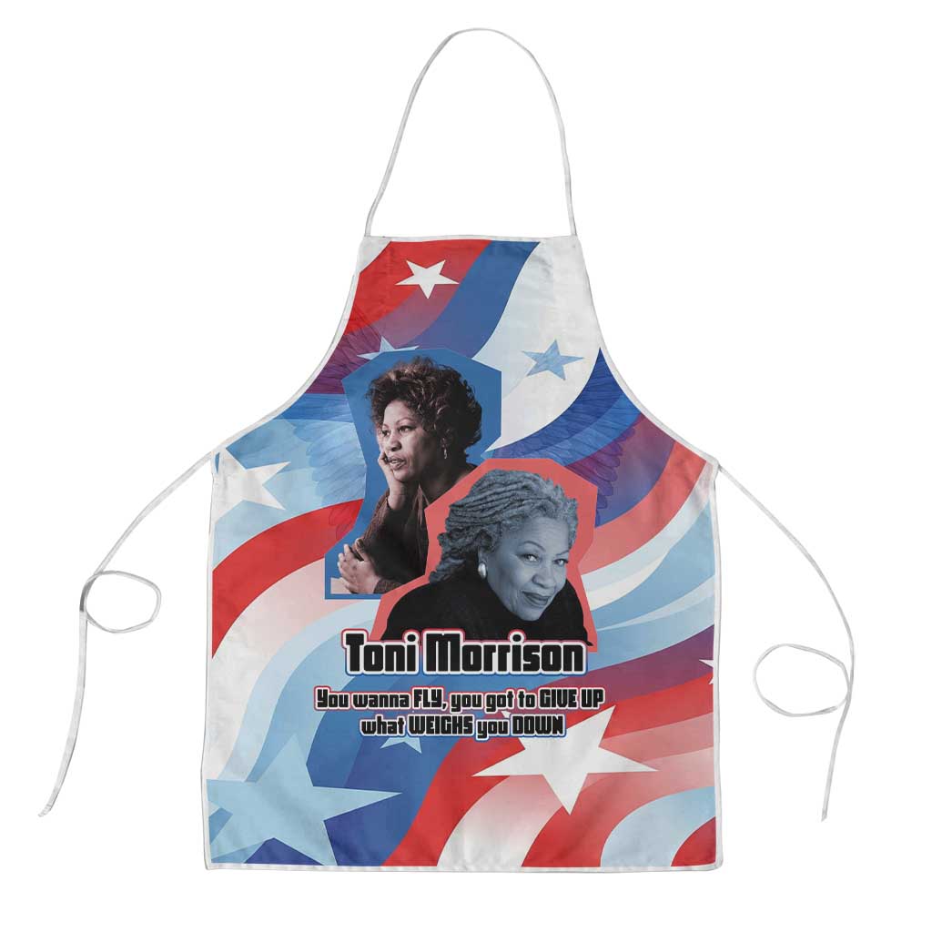 Toni Morrison Apron Abstract Wings Design Empowering Quote Dual Portrait Celebration of Literary Freedom - Wonder Print Shop