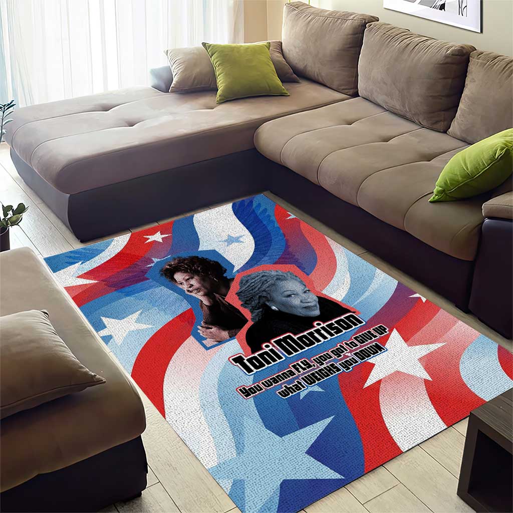 Toni Morrison Area Rug Abstract Wings Design Empowering Quote Dual Portrait Celebration of Literary Freedom - Wonder Print Shop