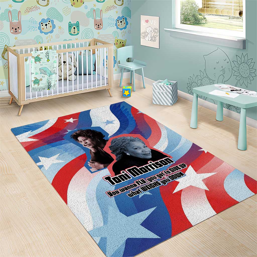 Toni Morrison Area Rug Abstract Wings Design Empowering Quote Dual Portrait Celebration of Literary Freedom - Wonder Print Shop