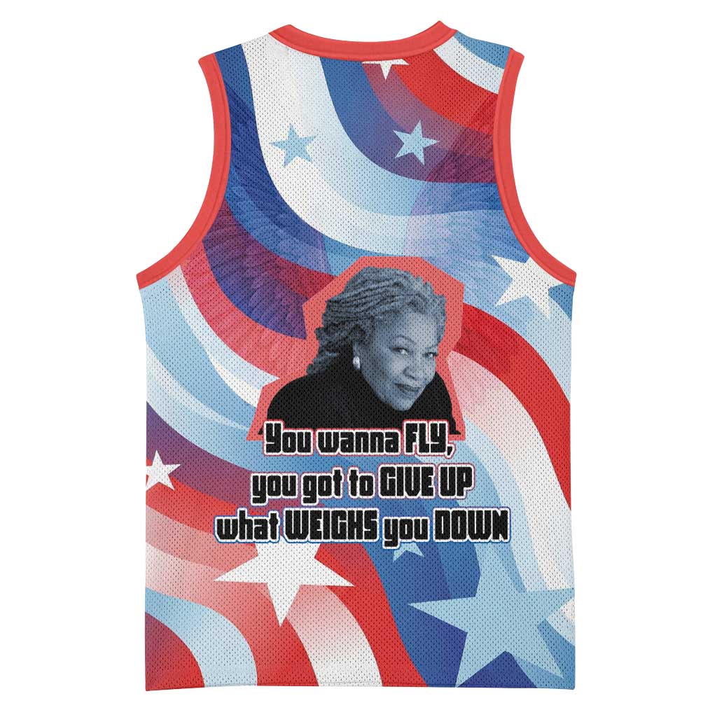 Toni Morrison Basketball Jersey Abstract Wings Design Empowering Quote Dual Portrait Celebration of Literary Freedom - Wonder Print Shop