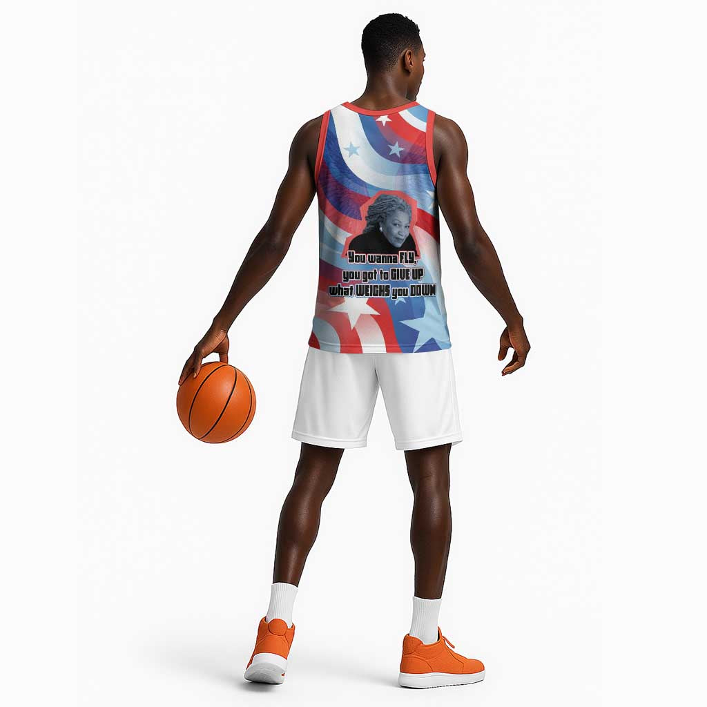 Toni Morrison Basketball Jersey Abstract Wings Design Empowering Quote Dual Portrait Celebration of Literary Freedom - Wonder Print Shop