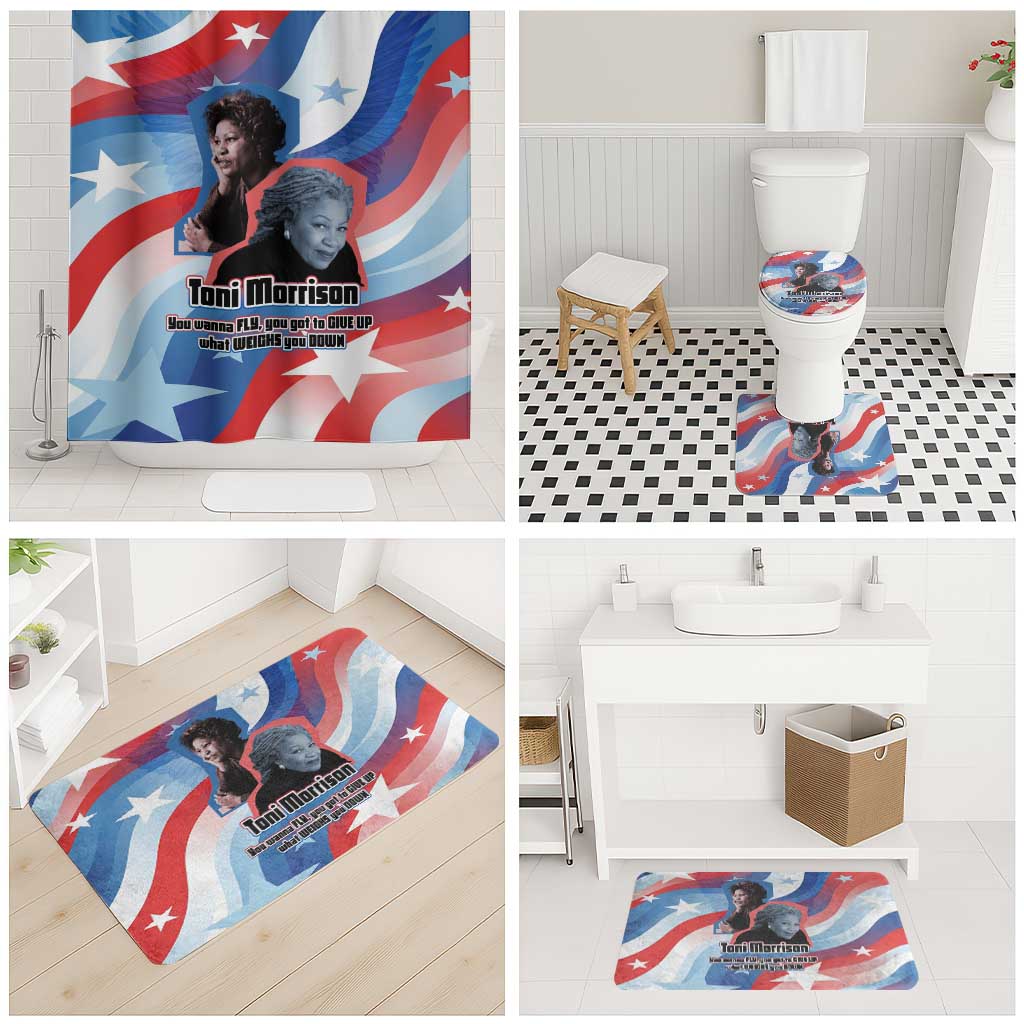 Toni Morrison Bathroom Set Abstract Wings Design Empowering Quote Dual Portrait Celebration of Literary Freedom - Wonder Print Shop