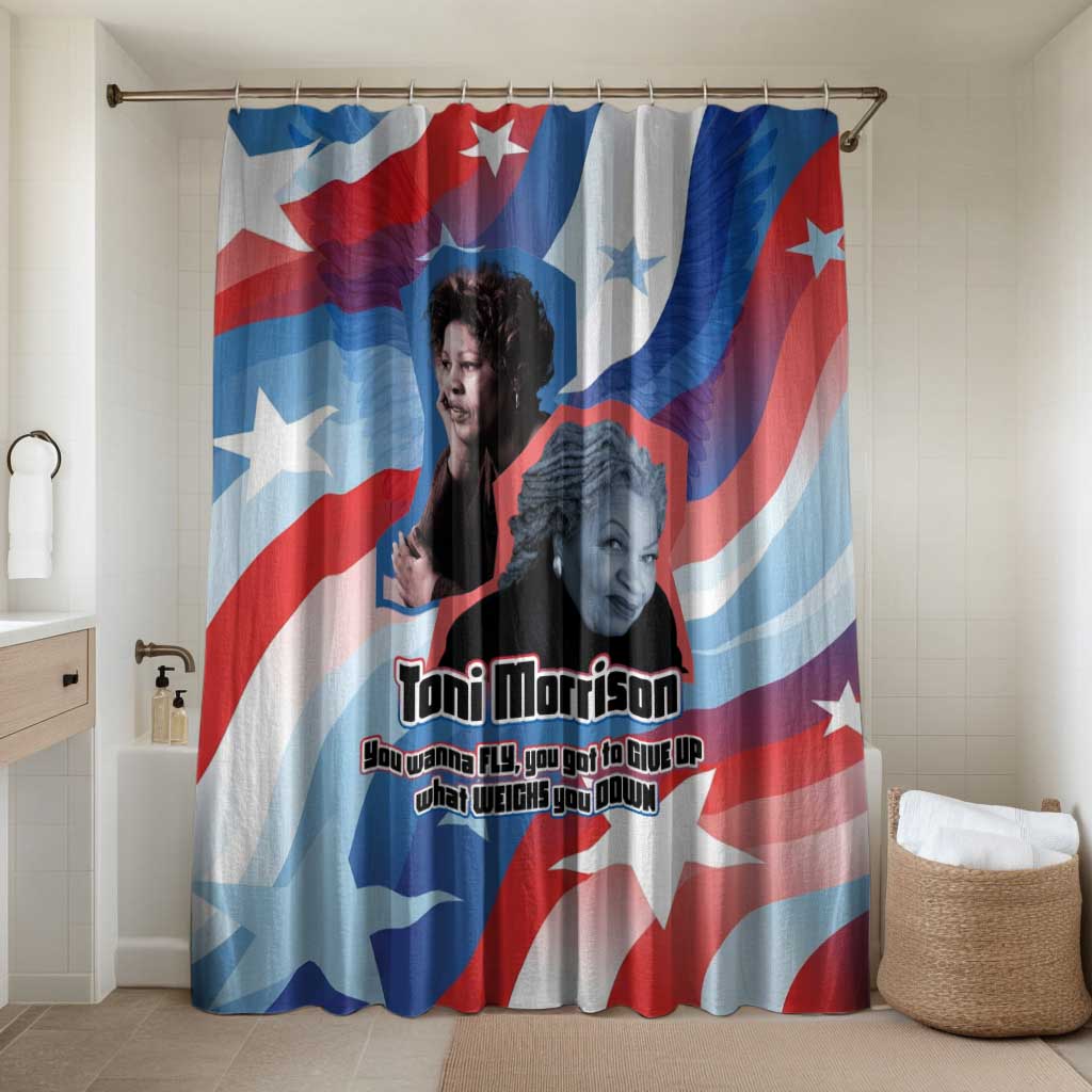 Toni Morrison Bathroom Set Abstract Wings Design Empowering Quote Dual Portrait Celebration of Literary Freedom - Wonder Print Shop
