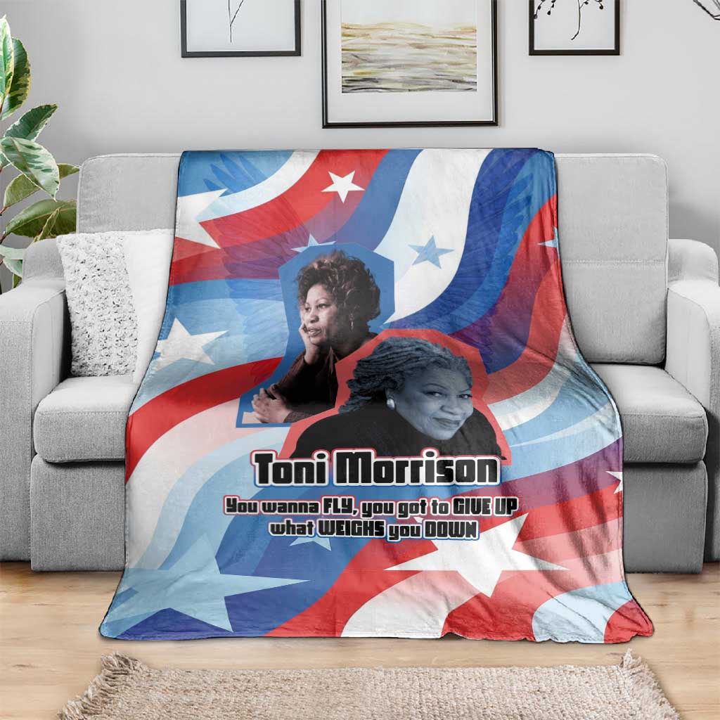 Toni Morrison Blanket Abstract Wings Design Empowering Quote Dual Portrait Celebration of Literary Freedom - Wonder Print Shop