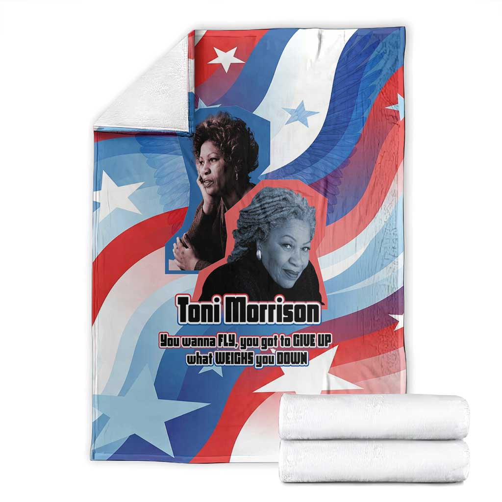 Toni Morrison Blanket Abstract Wings Design Empowering Quote Dual Portrait Celebration of Literary Freedom - Wonder Print Shop