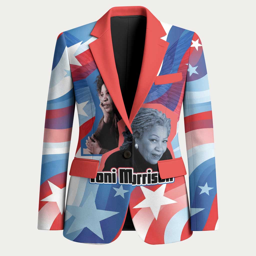 Toni Morrison Blazer Abstract Wings Design Empowering Quote Dual Portrait Celebration of Literary Freedom - Wonder Print Shop