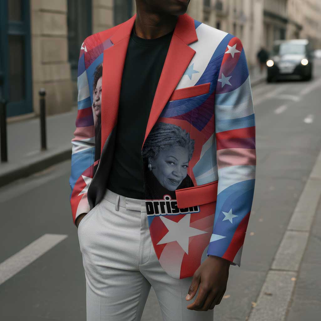 Toni Morrison Blazer Abstract Wings Design Empowering Quote Dual Portrait Celebration of Literary Freedom - Wonder Print Shop