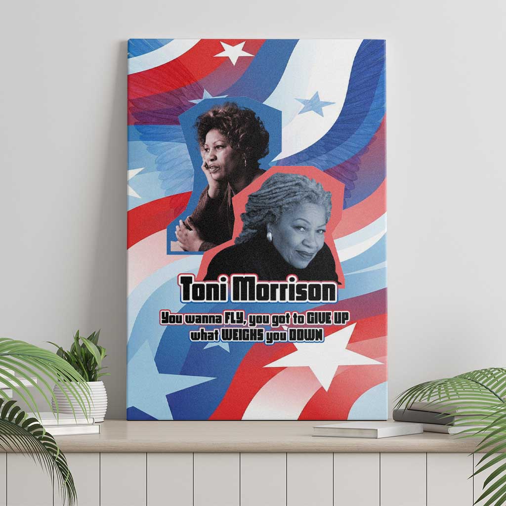 Toni Morrison Canvas Wall Art Abstract Wings Design Empowering Quote Dual Portrait Celebration of Literary Freedom - Wonder Print Shop