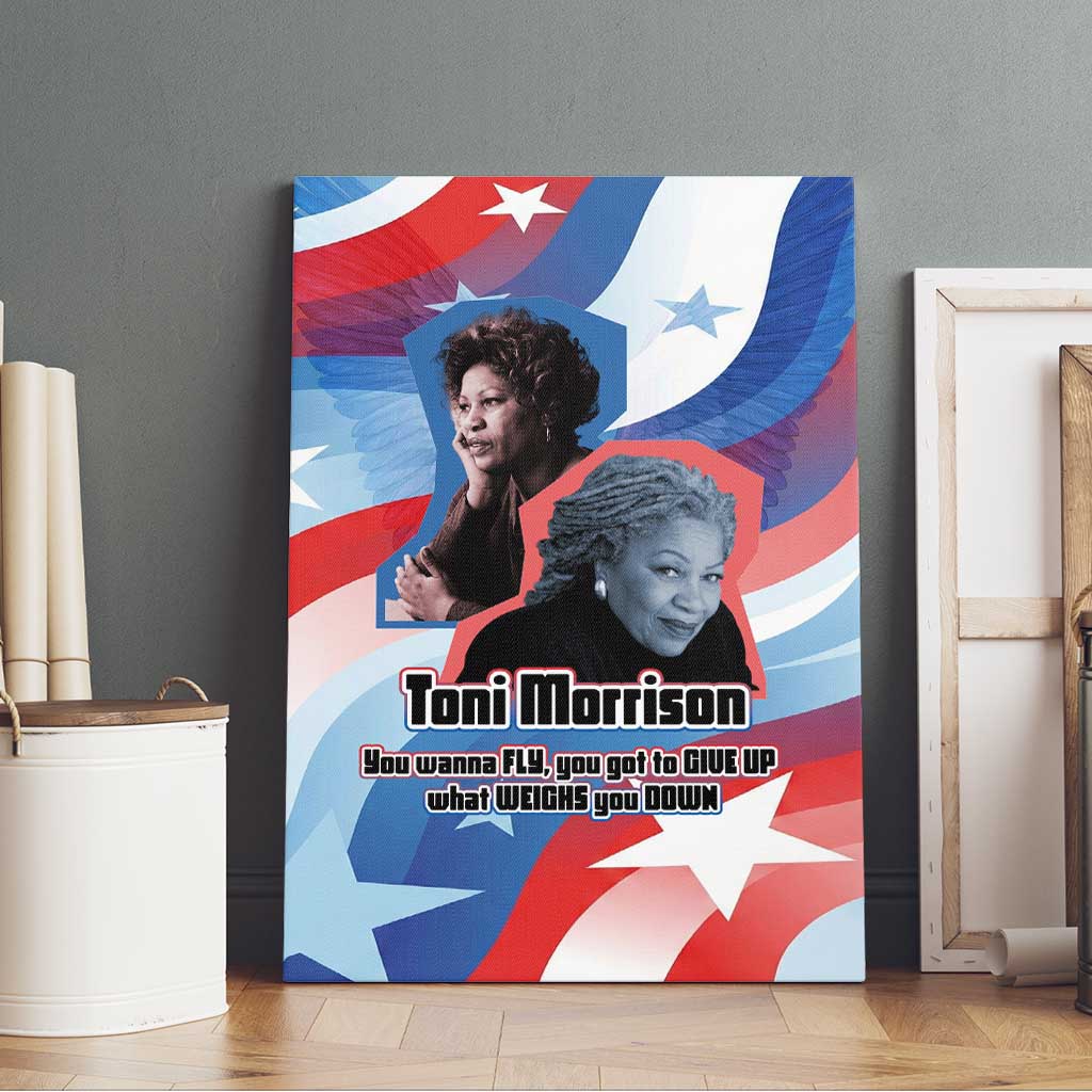 Toni Morrison Canvas Wall Art Abstract Wings Design Empowering Quote Dual Portrait Celebration of Literary Freedom - Wonder Print Shop