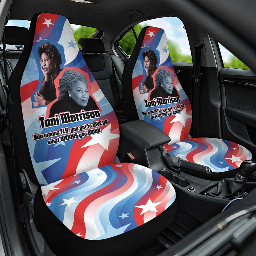 Toni Morrison Car Seat Cover Abstract Wings Design Empowering Quote Dual Portrait Celebration of Literary Freedom - Wonder Print Shop