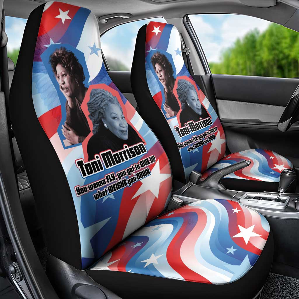 Toni Morrison Car Seat Cover Abstract Wings Design Empowering Quote Dual Portrait Celebration of Literary Freedom - Wonder Print Shop