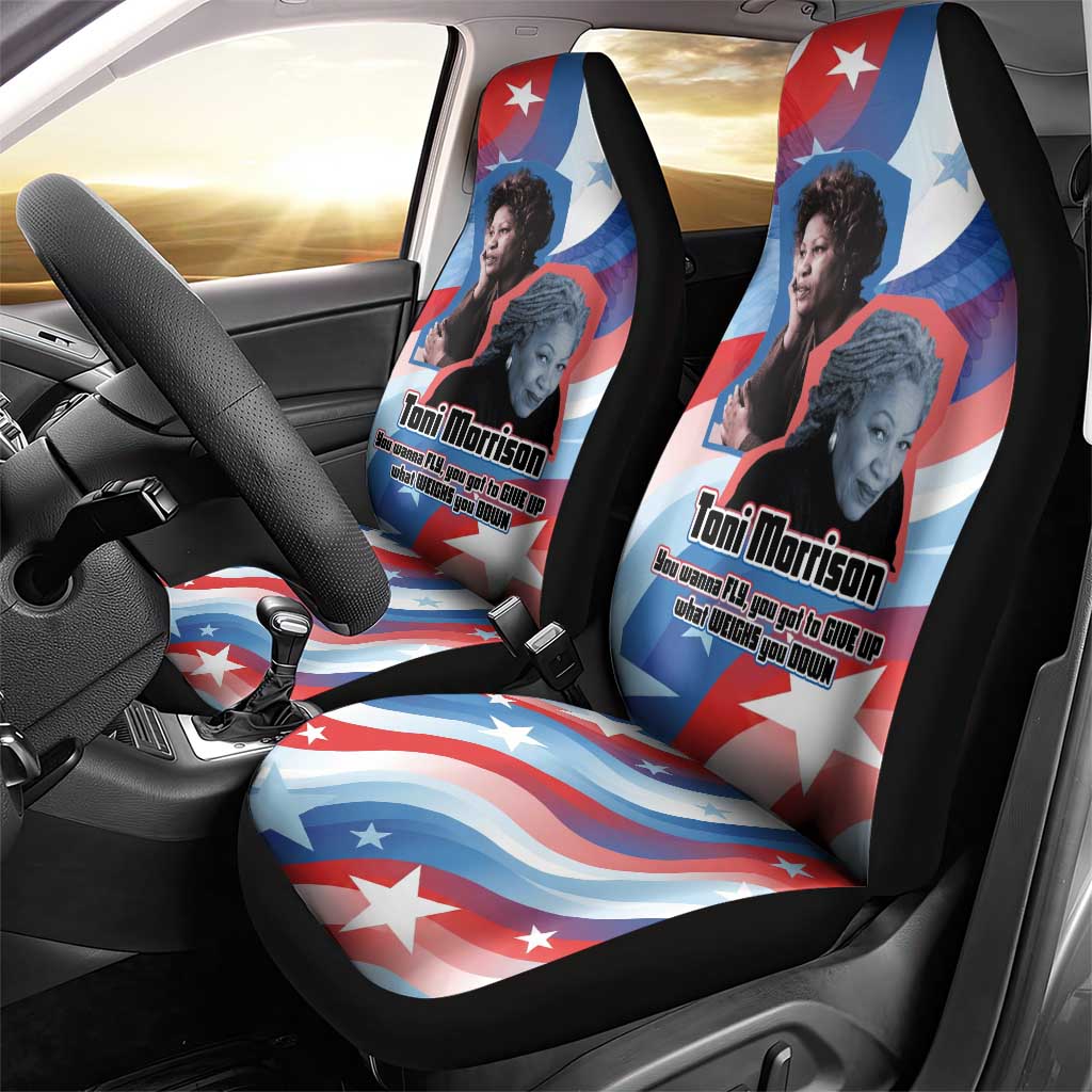 Toni Morrison Car Seat Cover Abstract Wings Design Empowering Quote Dual Portrait Celebration of Literary Freedom - Wonder Print Shop