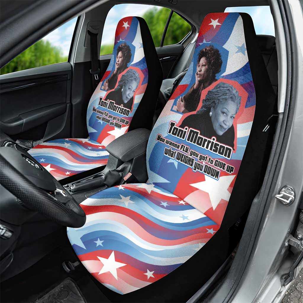 Toni Morrison Car Seat Cover Abstract Wings Design Empowering Quote Dual Portrait Celebration of Literary Freedom - Wonder Print Shop
