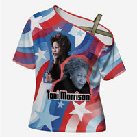 Toni Morrison Cross Shoulder Shirt Abstract Wings Design Empowering Quote Dual Portrait Celebration of Literary Freedom - Wonder Print Shop