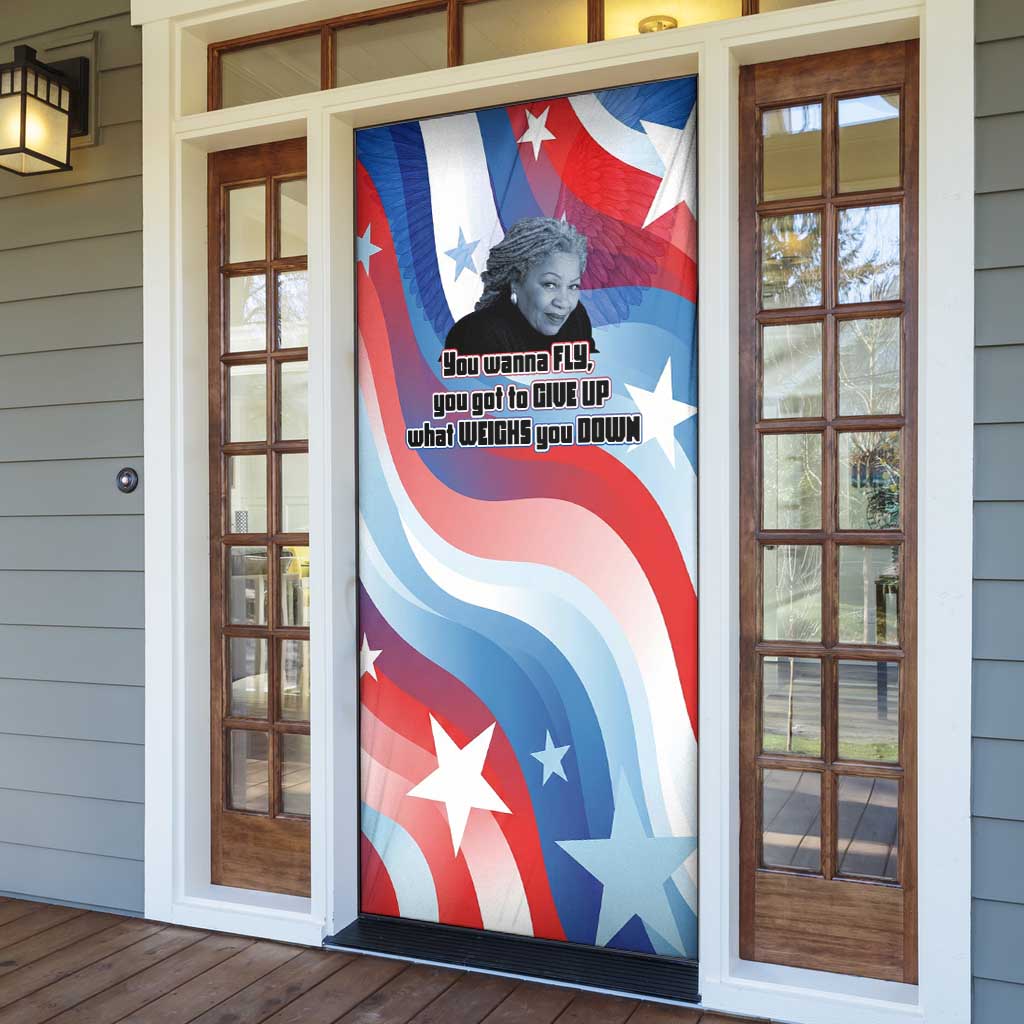 Toni Morrison Door Cover Abstract Wings Design Empowering Quote Dual Portrait Celebration of Literary Freedom - Wonder Print Shop