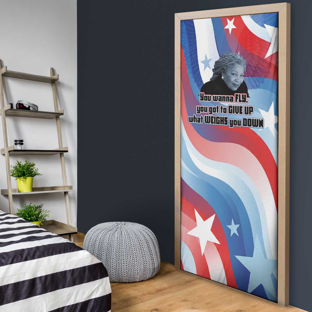 Toni Morrison Door Cover Abstract Wings Design Empowering Quote Dual Portrait Celebration of Literary Freedom - Wonder Print Shop