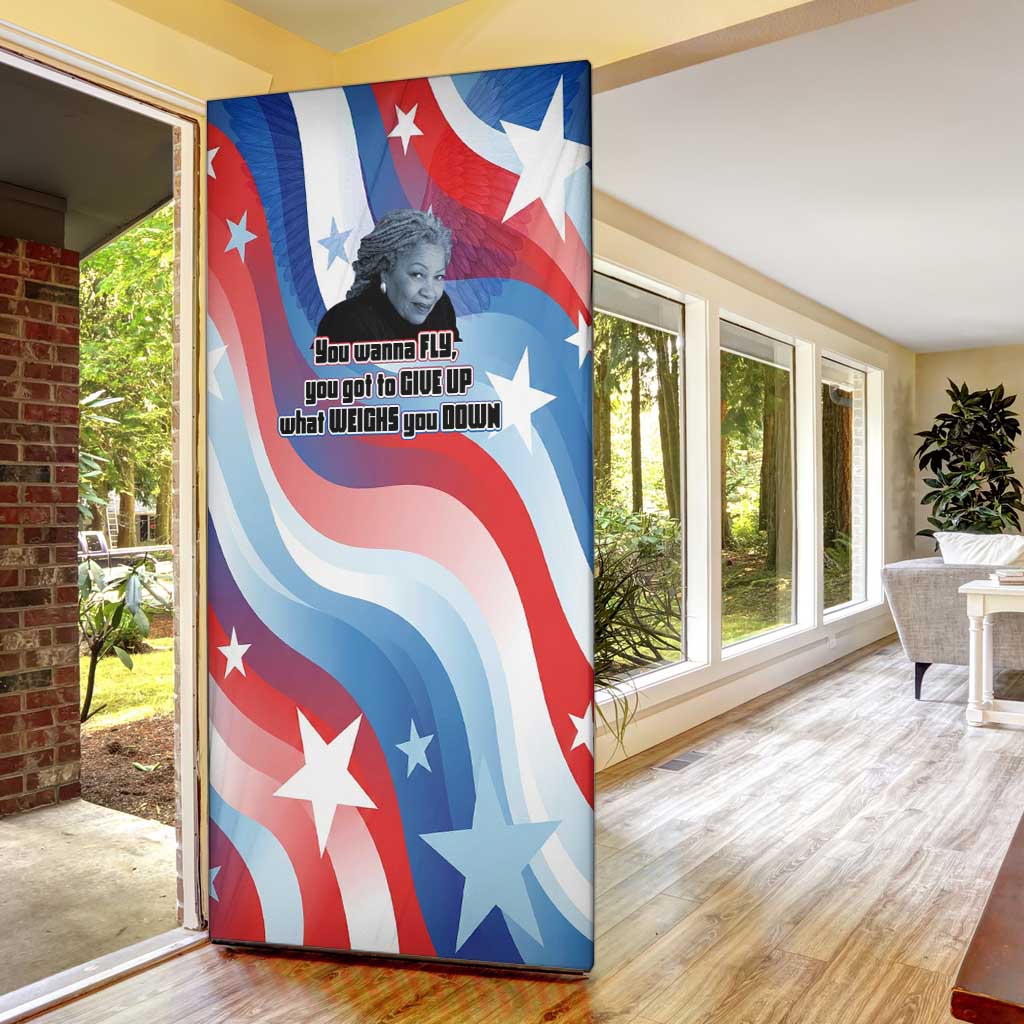Toni Morrison Door Cover Abstract Wings Design Empowering Quote Dual Portrait Celebration of Literary Freedom - Wonder Print Shop