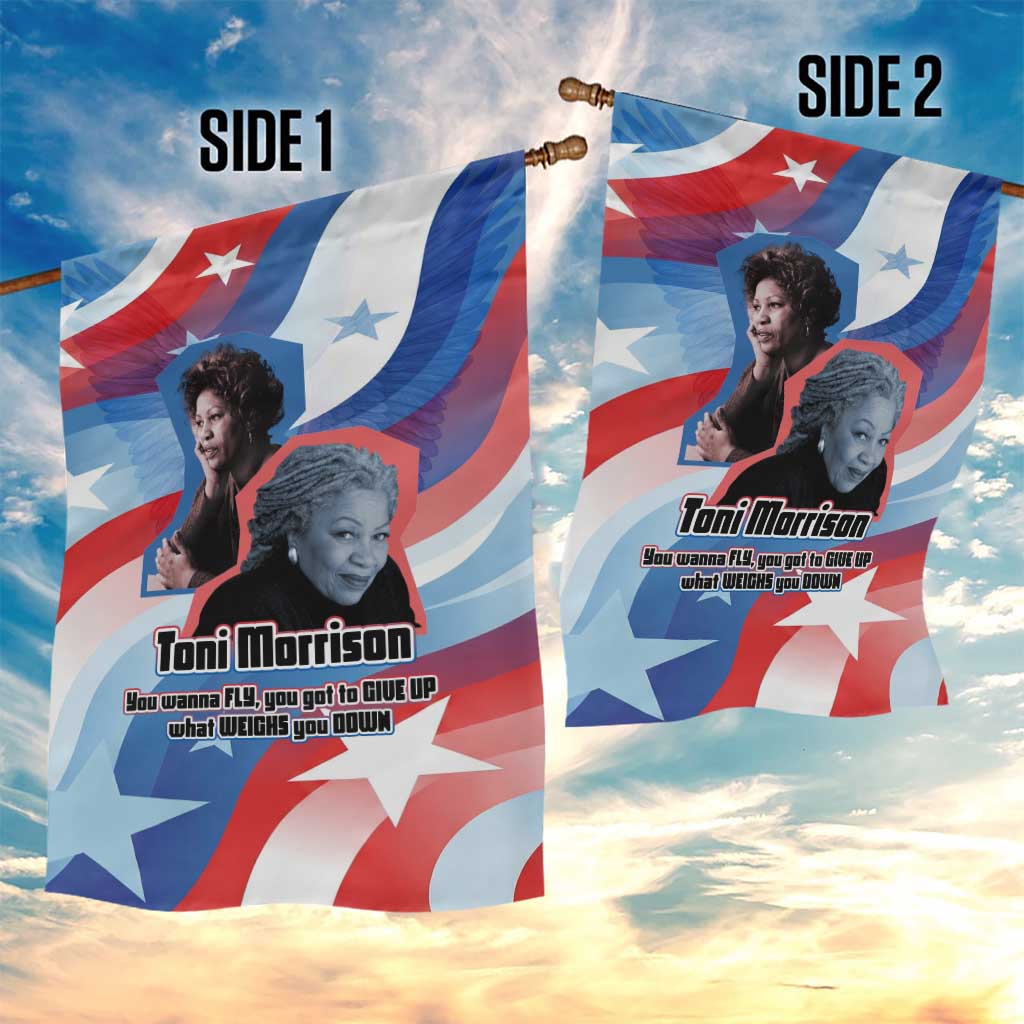 Toni Morrison Garden Flag Abstract Wings Design Empowering Quote Dual Portrait Celebration of Literary Freedom - Wonder Print Shop