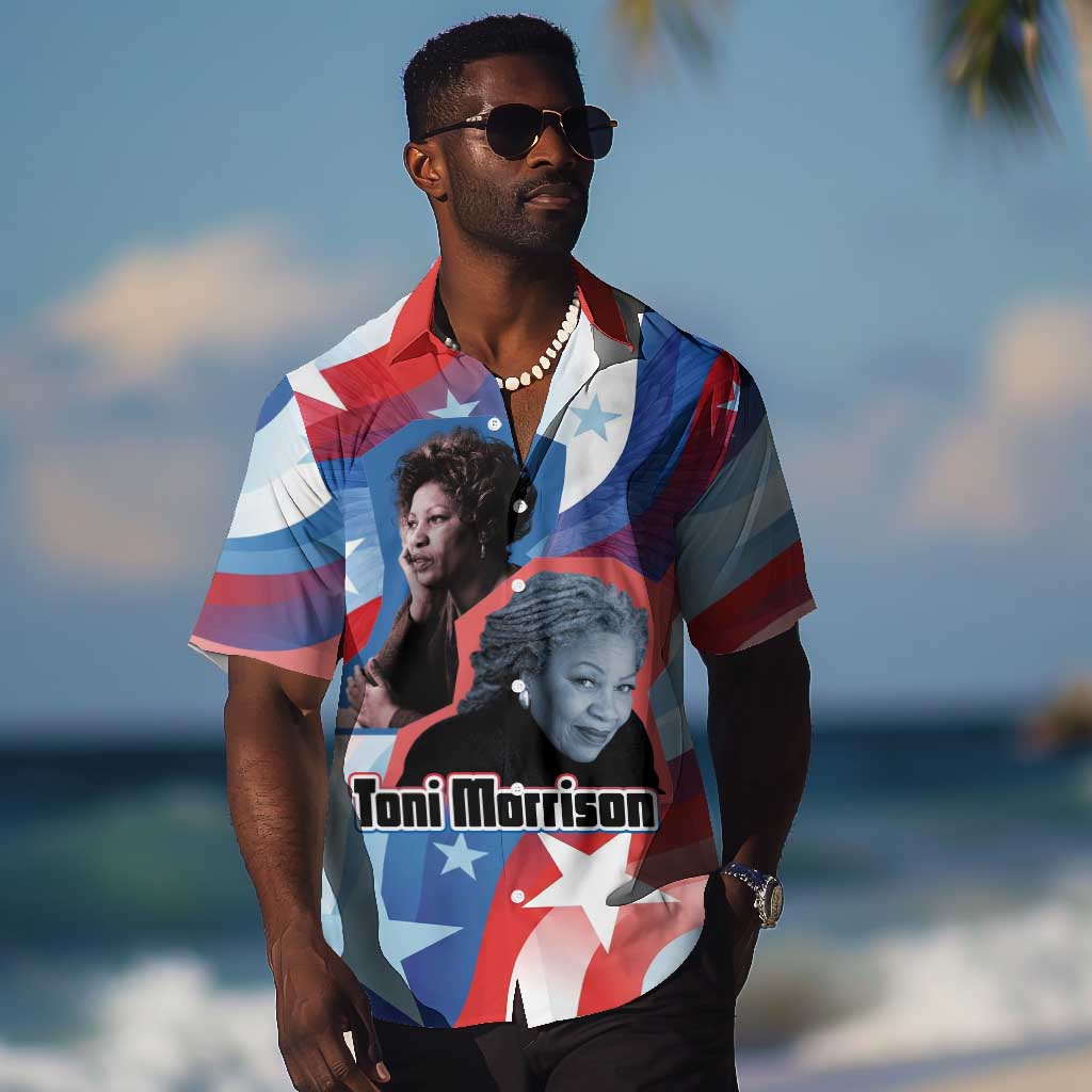 Toni Morrison Hawaiian Shirt Abstract Wings Design Empowering Quote Dual Portrait Celebration of Literary Freedom - Wonder Print Shop