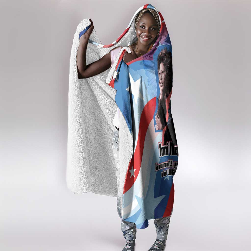 Toni Morrison Hooded Blanket Abstract Wings Design Empowering Quote Dual Portrait Celebration of Literary Freedom - Wonder Print Shop