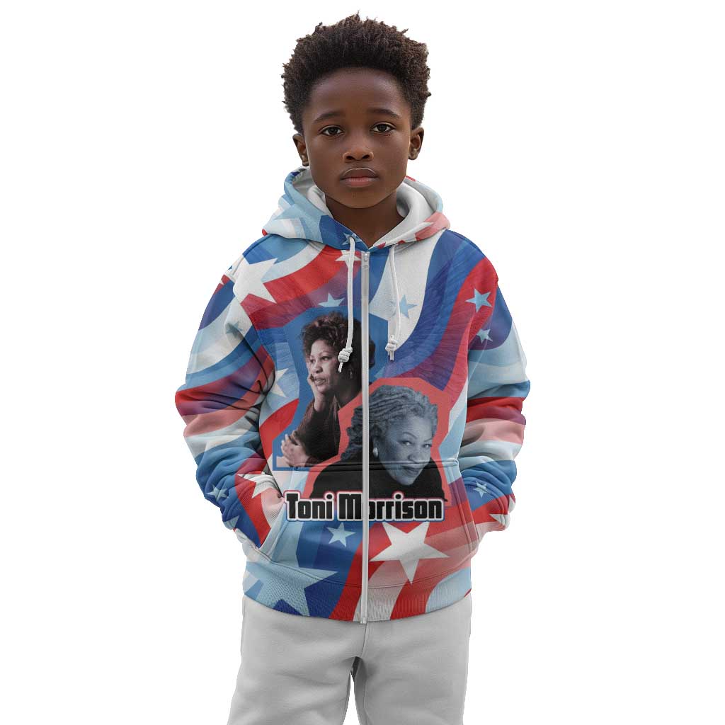 Toni Morrison Kid Hoodie Abstract Wings Design Empowering Quote Dual Portrait Celebration of Literary Freedom - Wonder Print Shop