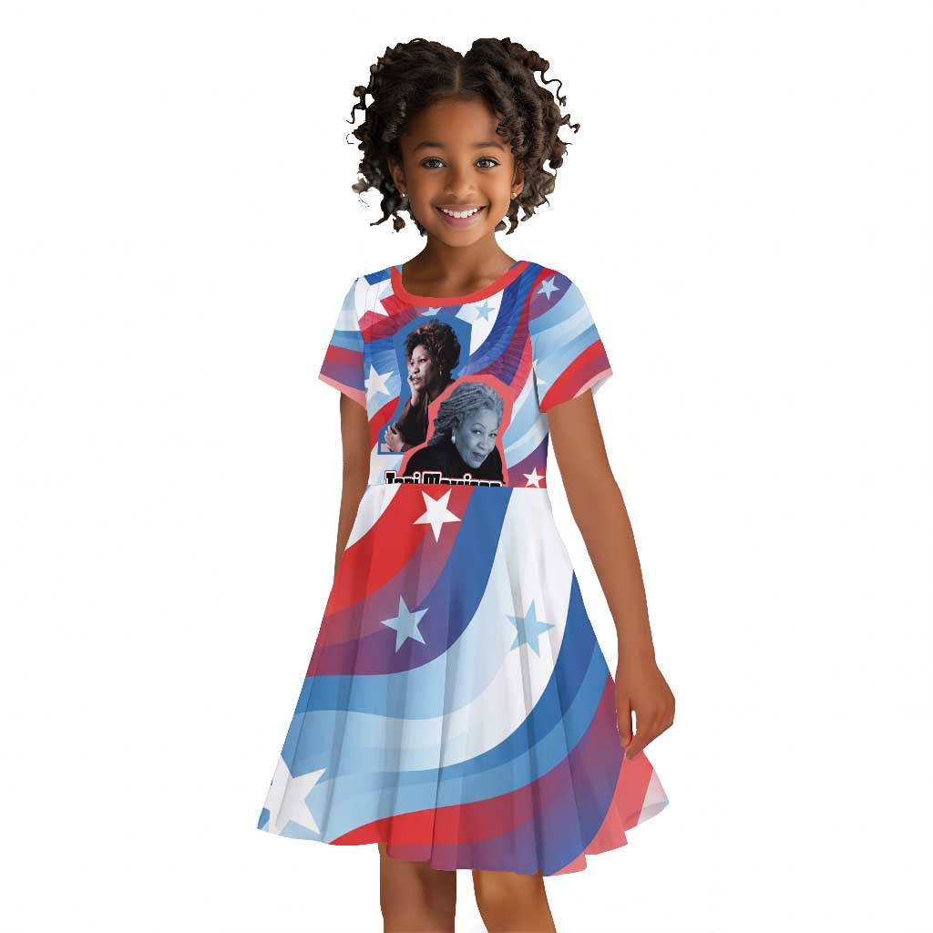 Toni Morrison Kid Short Sleeve Dress Abstract Wings Design Empowering Quote Dual Portrait Celebration of Literary Freedom - Wonder Print Shop
