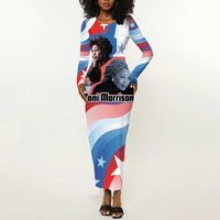 Toni Morrison Long Sleeve Bodycon Dress Abstract Wings Design Empowering Quote Dual Portrait Celebration of Literary Freedom - Wonder Print Shop
