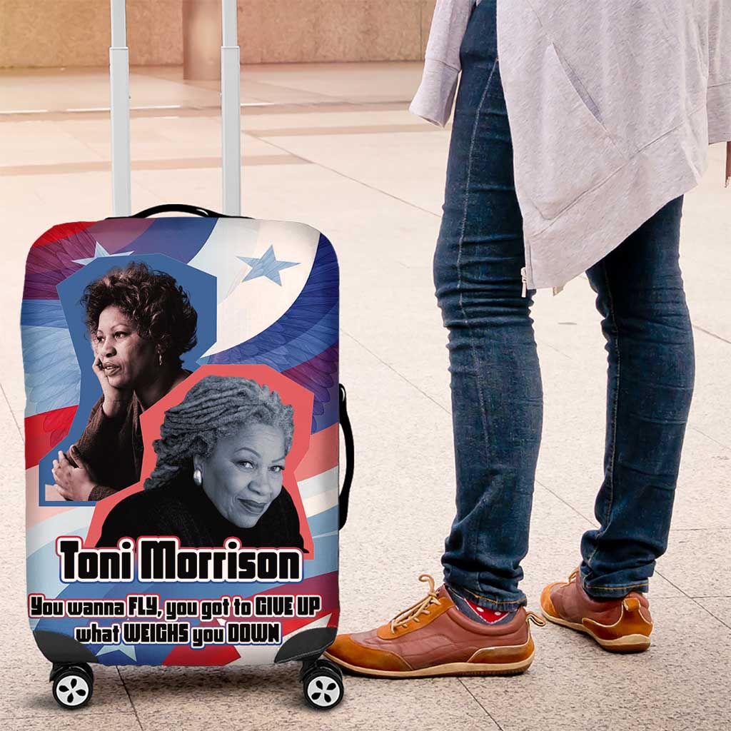 Toni Morrison Luggage Cover Abstract Wings Design Empowering Quote Dual Portrait Celebration of Literary Freedom - Wonder Print Shop