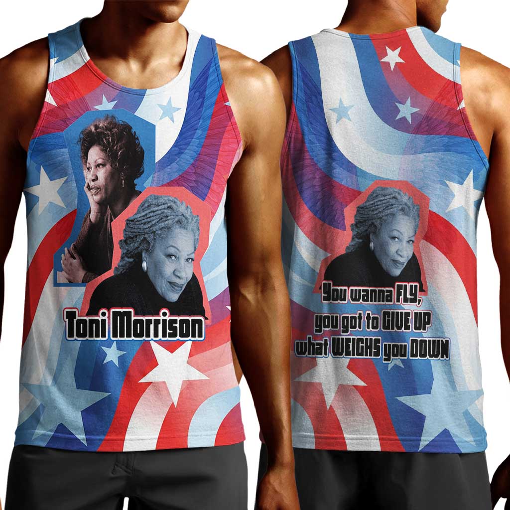 Toni Morrison Men Tank Top Abstract Wings Design Empowering Quote Dual Portrait Celebration of Literary Freedom - Wonder Print Shop