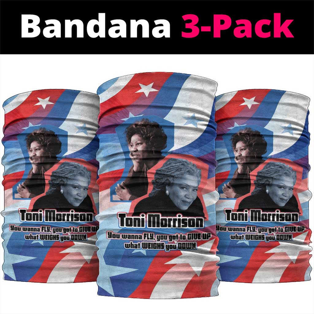 Toni Morrison Neck Gaiter Abstract Wings Design Empowering Quote Dual Portrait Celebration of Literary Freedom - Wonder Print Shop