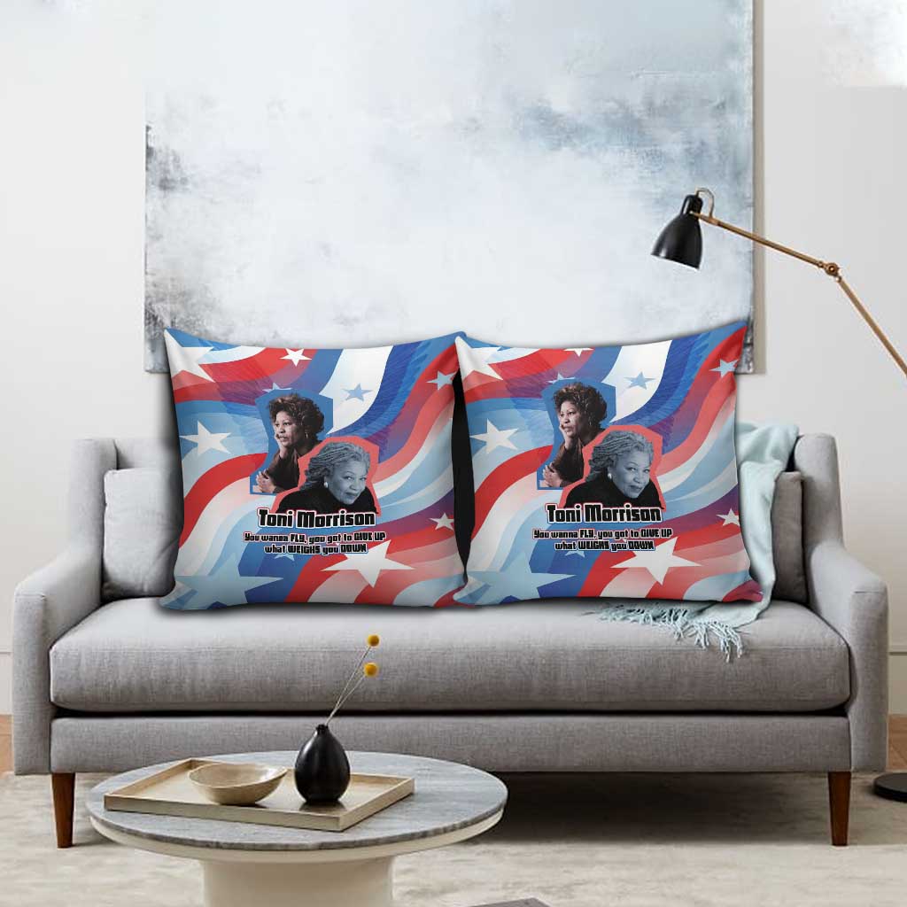 Toni Morrison Pillow Cover Abstract Wings Design Empowering Quote Dual Portrait Celebration of Literary Freedom - Wonder Print Shop