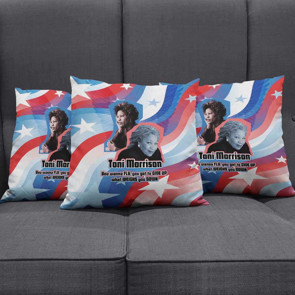 Toni Morrison Pillow Cover Abstract Wings Design Empowering Quote Dual Portrait Celebration of Literary Freedom - Wonder Print Shop