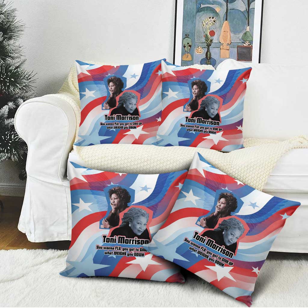 Toni Morrison Pillow Cover Abstract Wings Design Empowering Quote Dual Portrait Celebration of Literary Freedom - Wonder Print Shop