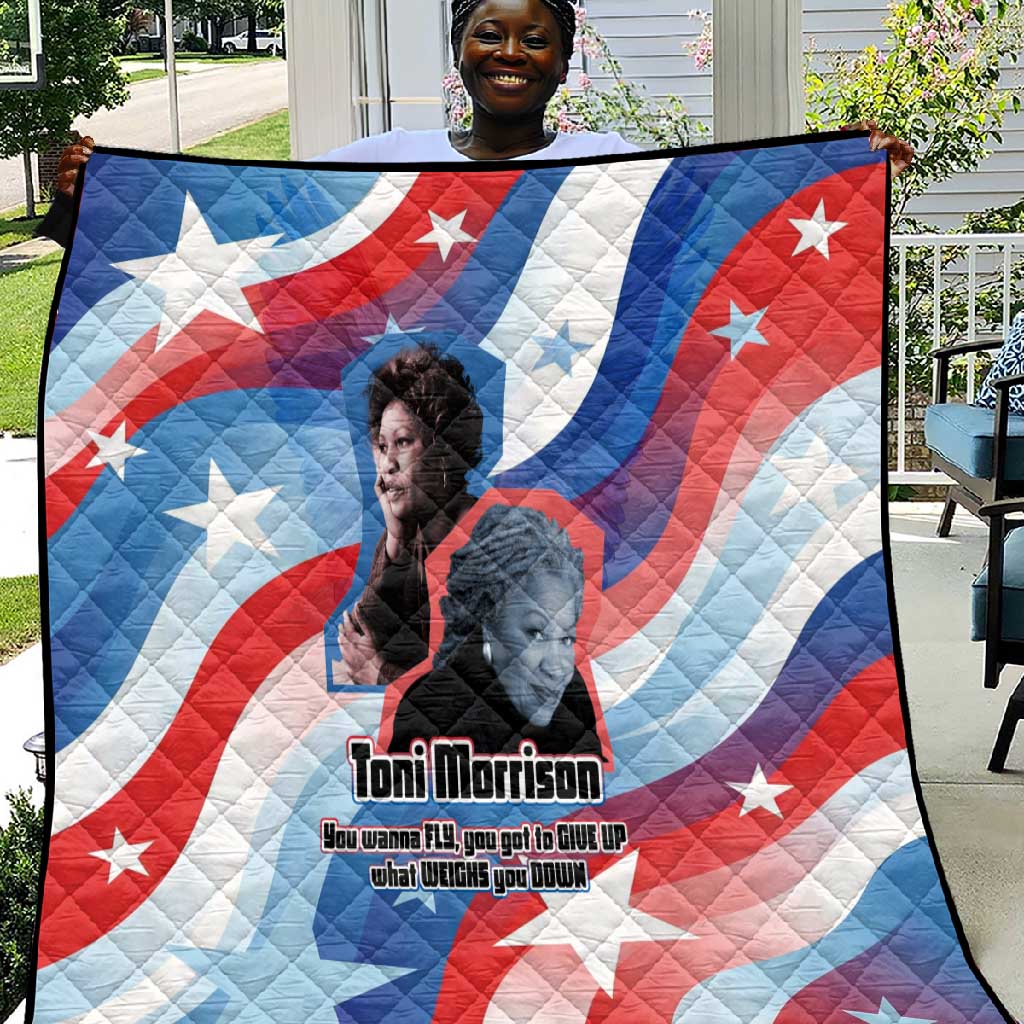 Toni Morrison Quilt Abstract Wings Design Empowering Quote Dual Portrait Celebration of Literary Freedom - Wonder Print Shop