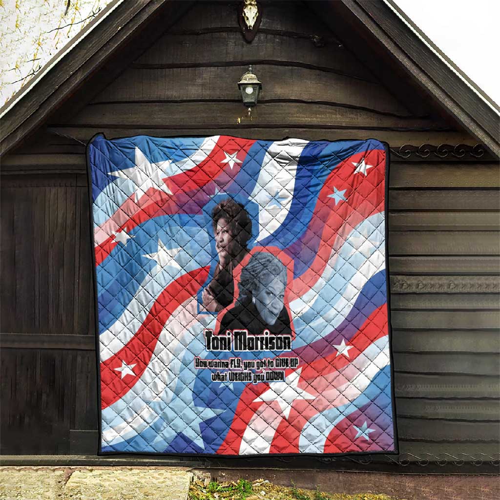 Toni Morrison Quilt Abstract Wings Design Empowering Quote Dual Portrait Celebration of Literary Freedom - Wonder Print Shop