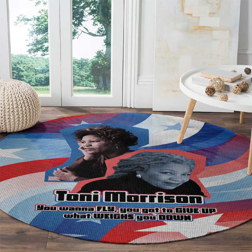 Toni Morrison Round Carpet Abstract Wings Design Empowering Quote Dual Portrait Celebration of Literary Freedom - Wonder Print Shop
