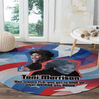 Toni Morrison Round Carpet Abstract Wings Design Empowering Quote Dual Portrait Celebration of Literary Freedom - Wonder Print Shop