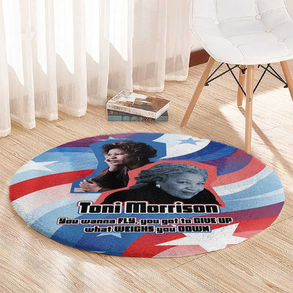 Toni Morrison Round Carpet Abstract Wings Design Empowering Quote Dual Portrait Celebration of Literary Freedom - Wonder Print Shop
