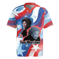 Toni Morrison Rugby Jersey Abstract Wings Design Empowering Quote Dual Portrait Celebration of Literary Freedom - Wonder Print Shop