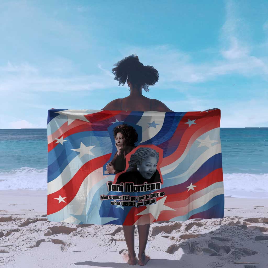 Toni Morrison Sarong Abstract Wings Design Empowering Quote Dual Portrait Celebration of Literary Freedom - Wonder Print Shop