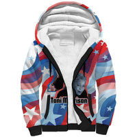 Toni Morrison Sherpa Hoodie Abstract Wings Design Empowering Quote Dual Portrait Celebration of Literary Freedom - Wonder Print Shop