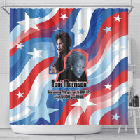 Toni Morrison Shower Curtain Abstract Wings Design Empowering Quote Dual Portrait Celebration of Literary Freedom - Wonder Print Shop